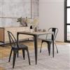 DEGHI Tavolo stile industrial 80x80 cm top effetto rovere chiaro e struttura in metallo nero - Maxime