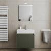 DEGHI Mobile bagno sospeso 60 cm verde cemento cannettato con ante e lavabo con specchio - Nerk