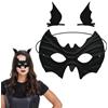 YUYWWAN Set di Accessori per Costume da Pipistrello, Nero Maschera da Pipistrello e Fermagli per Capelli da Pipistrelli, Costume Accessori per Ragazze Donne Halloween Carnevale Mascherata, Gioco di Ruolo