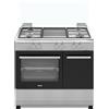 NIKKEI SN490XE Cucina 90x60 cm, forno ELETTRICO, coperchio in vetro,colore INOX, con portabombola
