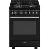 SMEG CX61GMBL Cucina con piano cottura Gas 60x60 cm Estetica Classica, Colore Nero, Forno elettrico ventilato