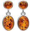 Designer Inspirations Boutique Noda 080345C - Orecchini in argento sterling con ambra baltica taglio cabochon ovale e cerchio, per donne/ragazze, eleganti orecchini pendenti a goccia