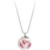 Gioielli Botanici Collana Hanami in Acciao Inossidabile, Ampolla in Vetro con Fiori di Ciliegio Giapponese