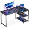 Coleshome Scrivania Gaming, 120x70 cm Scrivania Angolare con Ripiano Portaoggetti Reversibile, Scrivanie a L Salvaspazio, Adatta come Scrivanie Computer Negli Angoli della Casa, Nero