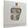 Porsche Tappi coprivalvole argento, con stemma colorato, set per sensori RDK (confezione in lingua italiana non garantita)