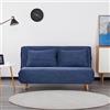 EVERGREENWEB MATERASSI & BEDS EVERGREENWEB Divano Letto Trasformabile in Letto Matrimoniale 140x190 con Materasso e Coppia Cuscini Imbottiti, Divanetto Clic Clac con Schienale Regolabile 2 Posti con Gambe in Legno, Blu | VELVET