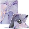 Fintie Custodia girevole per iPad Pro da 12,9 (6/5/4/3a generazione) 2022, con supporto girevole a 360° con portapenne, funzione Auto sleep/Wake, effetto marmo viola