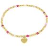 amor - Bracciale da Donna in Acciaio inox - Dorato - con Vetro e Pietra - Ciondolo a Cuore - AMR-B0057