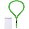 webbomb Porta badge ZIP con laccio, impermeabile e flessibile, completo di cordino da 2 cm + porta carte ZIP orizzontale/verticale per 1-2 badge (verde V)