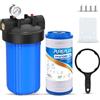 PUREPLUS - Filtro per l'acqua a stadio singolo per tutta la casa, con filtro per la riduzione di ferro e manganese, per acqua di pozzo, alloggiamento universale da 25,4 x 11,4 cm