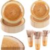 CEILIWEN Set di stoviglie effetto legno per 30 ospiti, piatti di carta, bicchieri, tovaglioli e posate in legno da 23 cm e 18 cm, per feste rustiche a tema bosco, matrimoni, picnic, compleanni, feste