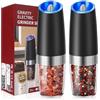 Hotec Set di 2 pepe elettrico e macinasale, ad alta capacità, alimentato a batteria AAA con sensore di gravità, 6 livelli di macinazione e indicatore LED,
