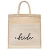 WEDDINGSTAR Borsa tote in iuta intrecciata media personalizzata con tasca, Sposa., Large