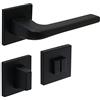 FELGNER Maniglia Cortina per per bagno e WC | maniglia per porta moderna e di alta qualità | ferramenta per porta con rosetta | per porte interne e delle camere | Nero
