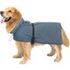 Zellar Impermeabile per Cani Regolabile, Leggero con Buco per Collare e Strisce Riflettenti, Vestibilità Facile, Traspirante Cappotto Pioggia Cane Taglie Media e Grandea (XL, Grigio)