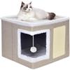 ERNAN Cuccia Gatto e cani.Lettino Per Gatti, Cuccia Gatto Interno, Cuscino per Pieghevole da Interno,Casa pieghevole con terrazza e tiragraffi, Adatto per Gatti,Piccoli Anima (beige, Small)
