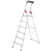 Hailo L60 Scaletta pieghevole con 6 gradini, alluminio, altezza di lavoro 3.05 m, Alluminio/Nero/Rosso