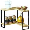 Kesper | Mensola angolare da cucina con 2 ripiani, materiale: fibra di metallo, dimensioni: 30 x 28 x 30 cm, colore: naturale, nero | 27832