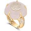 PASQUALE BRUNI Anello fiore bon ton classic in oro rosso con diamanti e quarzo bianco