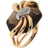 GOLD ART Anello in oro con quarzo fumè e diamanti