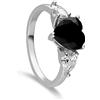 LUXURY MILANO Anello sofia in argento con zircone a cuore nero e zirconi bianchi