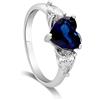 LUXURY MILANO Anello sofia in argento con zircone a cuore blu e zirconi bianchi