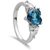 LUXURY MILANO Anello sofia in argento con zircone a cuore azzurro e zirconi bianchi