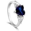 LUXURY MILANO Anello sofia in argento con zircone a cuore blu e zirconi bianchi