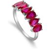 LUXURY MILANO Anello sofia in argento con zircone a goccia fucsia