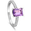 LUXURY MILANO Anello sofia in argento con zircone rettangolare lilla