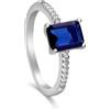 LUXURY MILANO Anello sofia in argento con zircone rettangolare nero