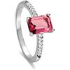 LUXURY MILANO Anello sofia in argento con zircone rettangolare rosa