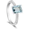 LUXURY MILANO Anello sofia in argento con zircone rettangolare azzurro