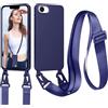 Jrkvniv Cordino Cover Compatible con iPhone 16E Case, Blu | Necklace Cover Corda Custodia Collana Case Anti Graffio Antiurto Cellulare Bumper Silicone Liquido Shell Tracolla