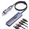QUUGE Hub USB 3.2 con 2 USB-A & 2 USB-C e Tipo C 5V2A, Sdoppiatore Multi USB 3.2 Alluminio Adattatore con Cavo in nylon da 1.2m & LED per MacBook Air, iMac, Laptop, Desktop, Computer, Disco Rigido