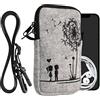 kwmobile Custodia in Feltro con Zip per Smartphone - Portacellulare a Tracolla - Porta Cellulare da Collo Universale - Cover Borsa Telefono - Amore