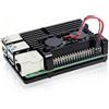 Geekworm Raspberry Pi 4 modello B Dissipatore di Calore Caso/Caso In Lega di Alluminio di Raffreddamento Passivo con doppia ventola di raffreddamento per Raspberry Pi 4B Solo