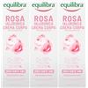 Equilibra Rosa Ialuronica Crema Corpo Nutriente Idratante e Rigenerante 48h per Pelle Secca No Parabeni Non Unge Ingredienti Naturali con Rosa Damascena e Acido Ialuronico - 3 Flaconi da 150ml