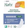Naty Assorbenti igienici Night con ali | 100% cotone biologico certificato a contatto con la pelle | Certificati sicuri | Senza profumo, 0% plastica convenzionale | Protezione notte | 10 pezzi