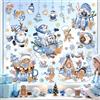 wondever Adesivi Finestra Natale Blu Pupazzo di Neve Vetrofanie Natale per Finestre Omino di Pan di Zenzero Gnomo Adesivi Elettrostatici per Vetro Porte Decorazione Natalizia