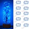 Guezuvoru Confezione da 10 luci stringa LED a batteria 1m 10 LED filo d'argento luci stringa bottiglia stella impermeabile blu per Natale festa di nozze camera da letto decorazione interna ed esterna