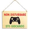 Flores Cartello in legno Non disturbare, sto giocando con controller da gioco, 15x10 cm