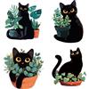 GORGECRAFT 4pz Adesivi in Vetro Gatti Neri Pianta in Vaso 16cm Adesivo Statico Rimovibile Adesivo Decorativo per Porte Scorrevoli Finestre Avviso Anticollisione Aggrapparsi per Prevenire L'Arresto