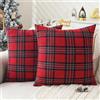 Jayusaror Cuscini Natalizi per Divano Rosso e Verde 40x40 Tartan Scozzese Copricuscini Natalizie Decorativi Plaid Morbidi Christmas Natalizio Federe CusciniNatale Decorazioni per Casa 2 Pezzi