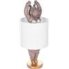 Brubaker Lampada da Tavolo o da Comodino Hippo Ballerina - Lampada da Tavolo con Base in Ceramica e Paralume in Tessuto - Altezza 43 cm, Bianco Grigio