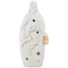 DRW Statuetta portacandele della Natività in Ceramica in Bianco e Oro 18x9x40 cm