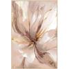 DRW Quadro tela con cornice in legno di un fiore in bianco, beige e marrone, 80 x 120 x 3,5 cm