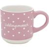 GRUSS & CO Tazza da caffè con incisione Mensch | Mini tazza in gres porcellanato, 10 cl, con nastro regalo, regalo amici, compleanno | 74648