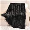 YUSOKI Coperta soffice in finta pelliccia, 127 x 152 cm, lavabile, calda, per letto, sedia, divano, seggiolino auto (colore nero, 50 x 152,4 cm)