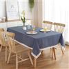 Grewod Tovaglie Antimacchia, 140x260 cm, Blu Marina, Rettangolare, Tovaglia in Poliestere Cotone Punto Bianco con Pizzo